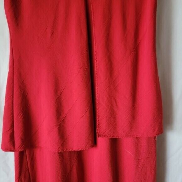 Jessica Howard Dress Red vtg Layered sophisticated Rayon slits Size 10 80s maxi - Picture 12 of 17
